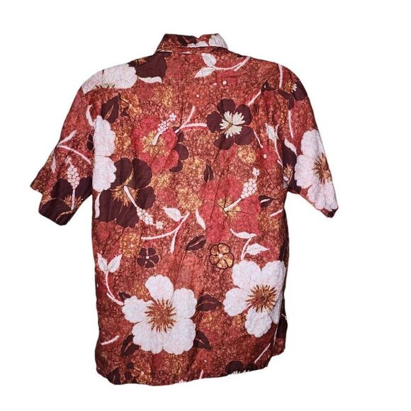 Vintage Barefoot in Paradise Hawaiian Aloha Shirt Mens M Rust Orange - Picture 4 of 6